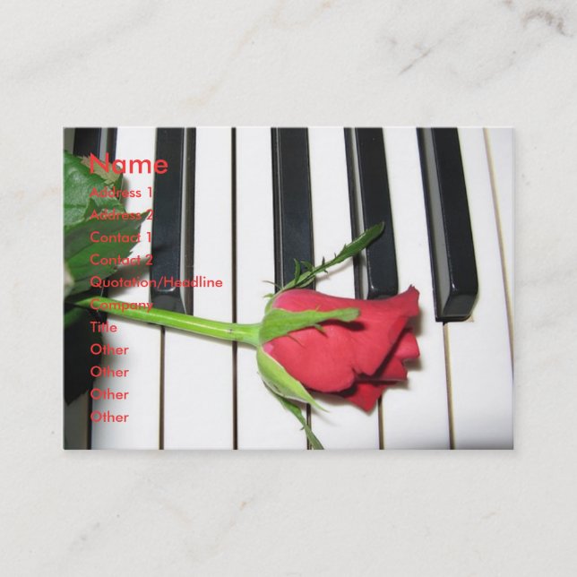 Carte rose de profil de piano (Devant)