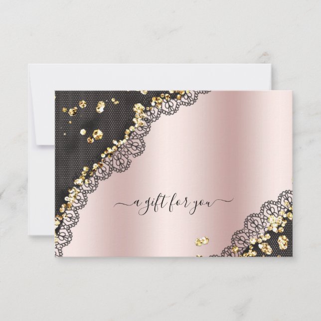 Carte Rose dentelle Gold Parties scintillant métallique  (Devant)