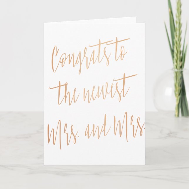 Carte Rose d'or "Félicitations à l'actualité Mme et Mme. (Devant)