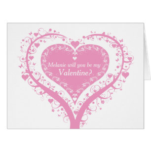 Carte rose du coeur de valentines