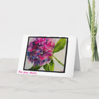 Carte rose du jour de mère d'hortensia