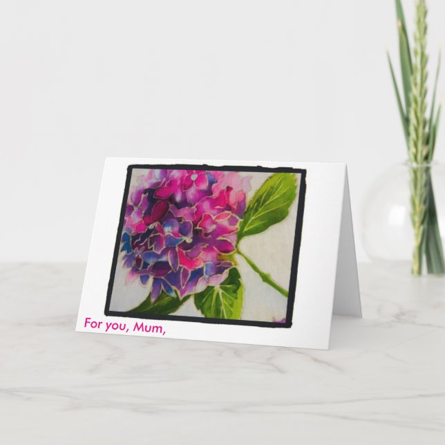 Carte rose du jour de mère d'hortensia (Devant)