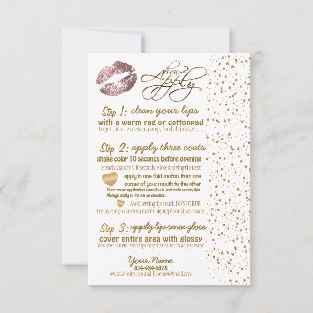 Carte Rose Dusty & Gold Confetti Lip Instructions 3 (Devant)