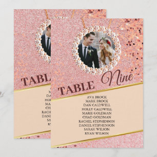 Carte Rose élégante Gold Photo Seating Chart