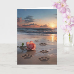 Carte Rose Empreintes de Patte de Sympathie pour Chien d