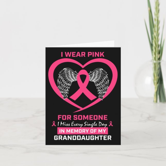 Carte Rose En Mémoire De Ma Petite-Fille Cancer Du Sein  (Devant)