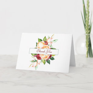 Carte Rose et Berry Aquarelle tiges Merci Mariage