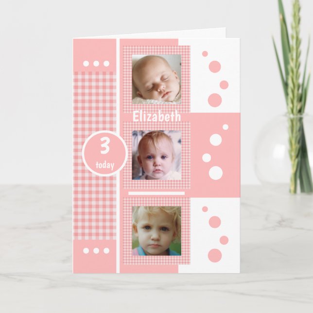 Carte Rose et blanc en vichy plaid photo n'importe quel  (Devant)
