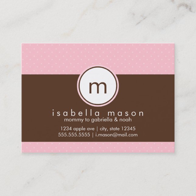 Carte rose et Brown de maman de à petits pois (Devant)