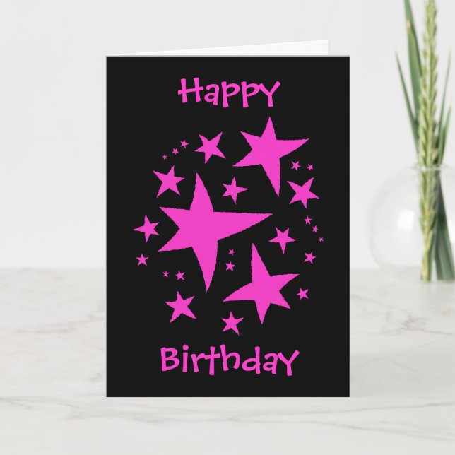 Carte Rose et noir de fille d'anniversaire (Devant)