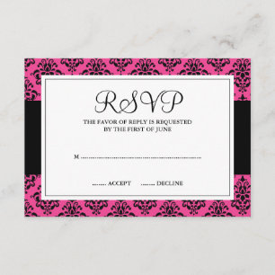 Carte rose et noire de réponse de damassé