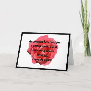Carte Rose Et Proverbes 12:25 Verset Bible Blanc