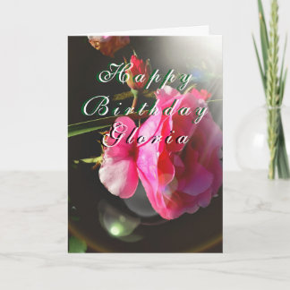 Carte Rose Floral " Birthday" Customizable Card