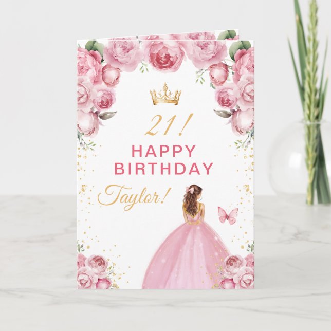 Carte Rose Floral Brown Coiffeuse Joyeux anniversaire (Devant)