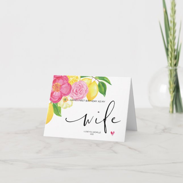 Carte Rose Floral Joyeux Premier Anniversaire Comme Mon  (Devant)