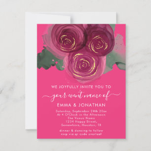 Carte Rose Floral QR Code Bourgogne Marsala Candy
