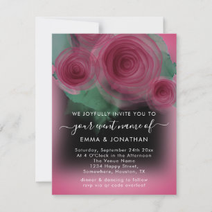 Carte Rose Floral QR Code Marsala Beet Black