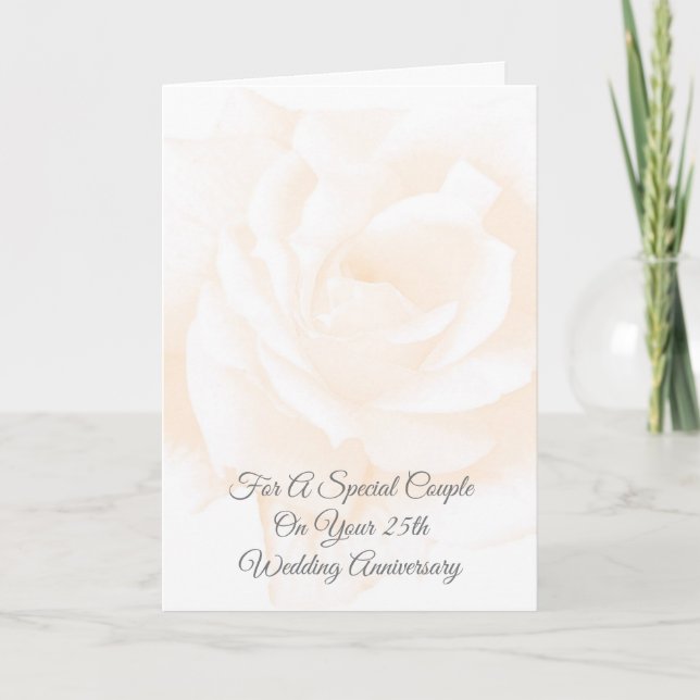 Carte Rose Florale Personnalisé 25e Anniversaire de Mari (Devant)
