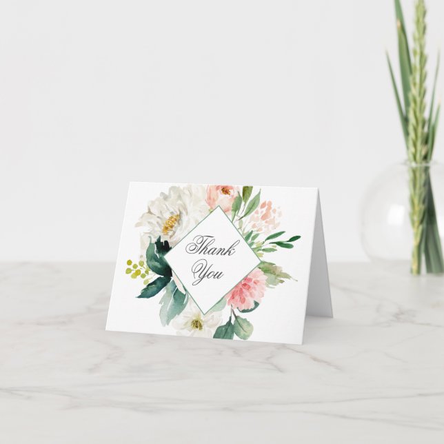 Carte Rose flou féminin Merci floral (Devant)