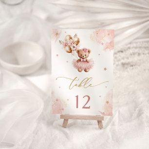 Carte Rose Girl mignonne Teddy Baby shower Ours