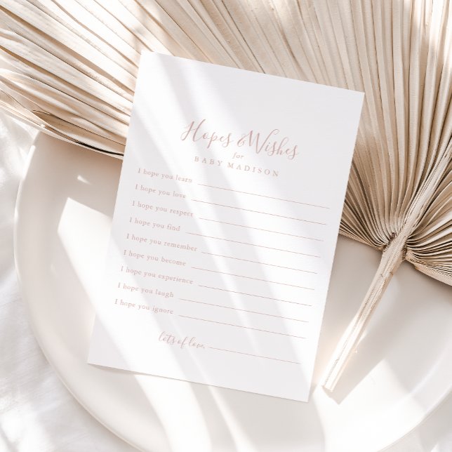 Carte rose Gold Baby shower Hopes & Wis (Créateur téléchargé)