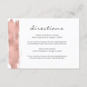 Carte rose Gold Brushstroke Bat mitzvah Directions