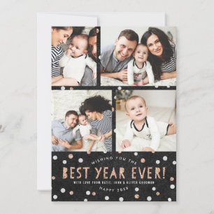 Carte Rose Gold Confetti meilleure année jamais! Photoca