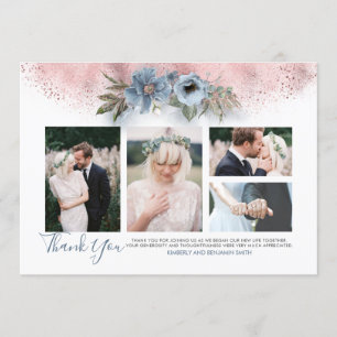 Carte rose Gold et Dusty Blue Mariage Photos