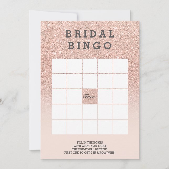 Carte Rose gold faux pailleté rose carton de bingo de ma (Devant)