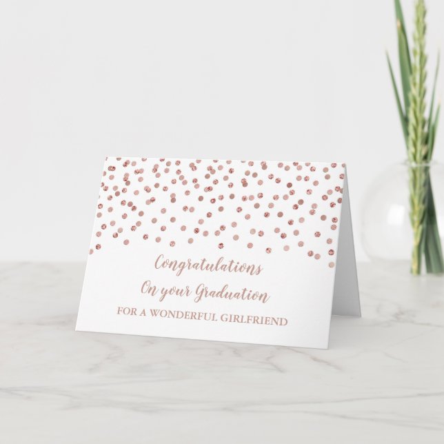 Carte Rose Gold Girlfriend Félicitations Graduation (Devant)