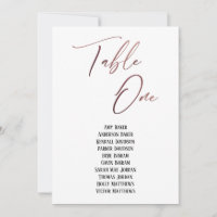 Carte rose Gold Handwriting Table One Sein Chart