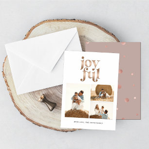 Carte rose Gold Joyful Christmas Photo Holiday