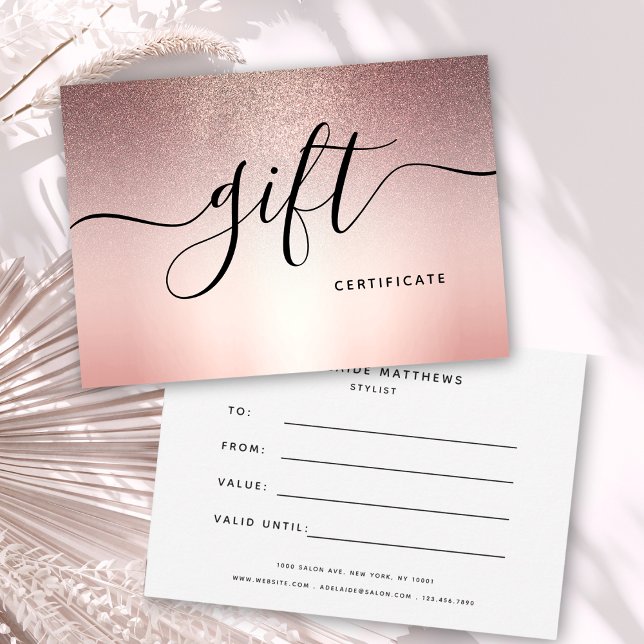 Carte Rose Gold Parties scintillant Beauté Salon Elégant (Créateur téléchargé)
