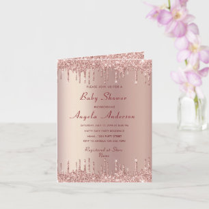 Carte Rose Gold Parties scintillant Votre bébé fille dou
