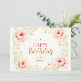 Carte Rose Gold Romantique Script