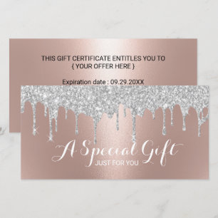 Carte Rose Gold Silver Parties scintillant Drives Certif