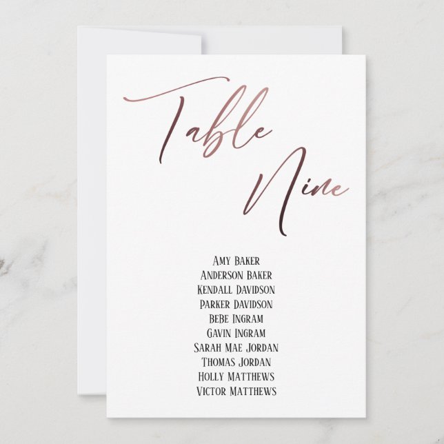 Carte Rose Gold Table d'écriture manuscrite Neuf Sièges (Devant)