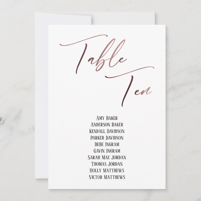 Carte Rose Gold Tableau dix places (Devant)