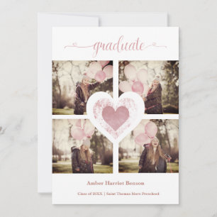 Carte Rose Gold tendance fille Pré K Graduation 4 Photos