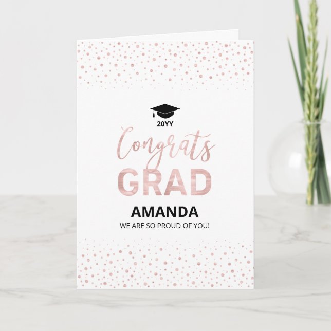Carte Rose Gold & White Confetti (Devant)