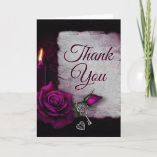Carte Rose gothique, bougie et Merci de la fête du cercu