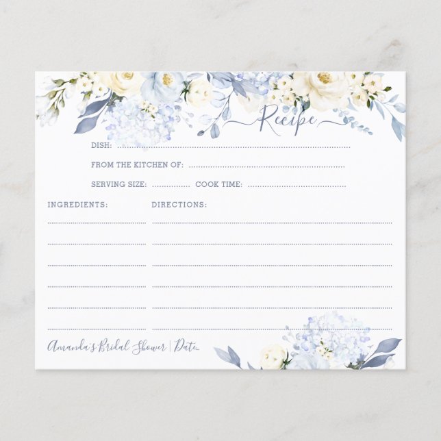 Carte Rose H2 Blue Hydrangea Cream Recam Card (Devant)