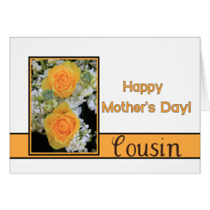 Carte rose heureuse du jour de mère de cousin