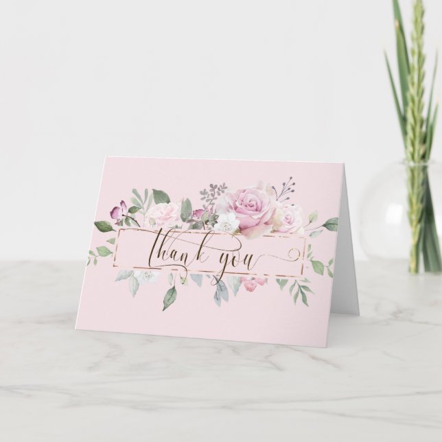 Carte Rose jardin élégant script merci (Devant)