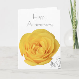 Carte Rose Jaune Anniversaire
