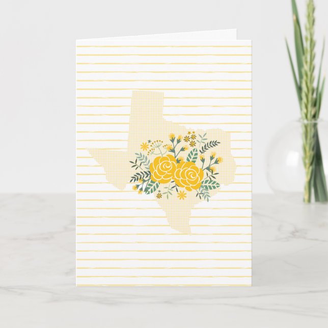 Carte Rose jaune du Texas - En vichy Etat avec Rose (Devant)