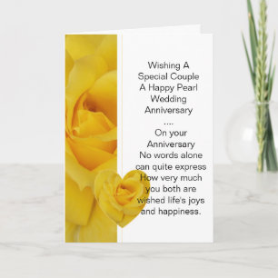Carte Rose jaune Personnalisé 30e anniversaire de Mariag