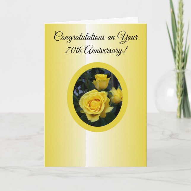 Carte Rose jaune Personnalisé 70e anniversaire de Mariag (Devant)