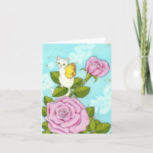 Carte Rose kitty fairy notecard