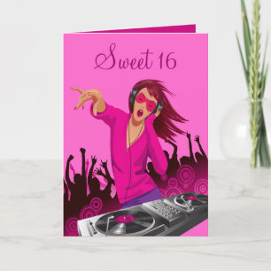 Carte Rose Lady DJ Sweet 16